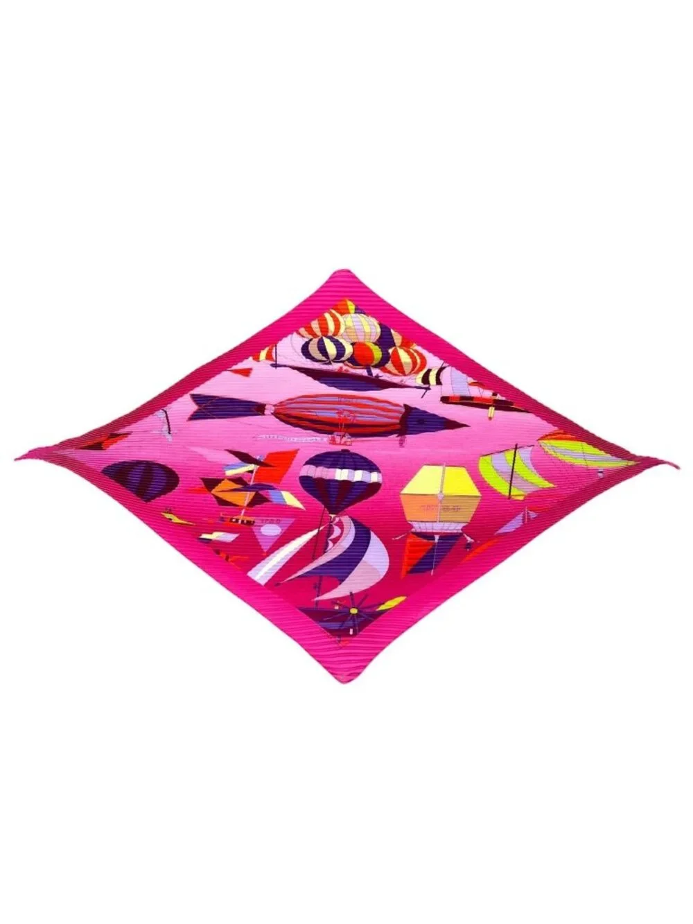 Hermes Pleated les Folies du Ciel Silk Pink Scarf